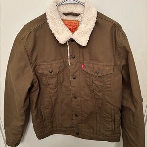 Levi's Brown Lightweight Shirt Jacket with Sherpa Collar